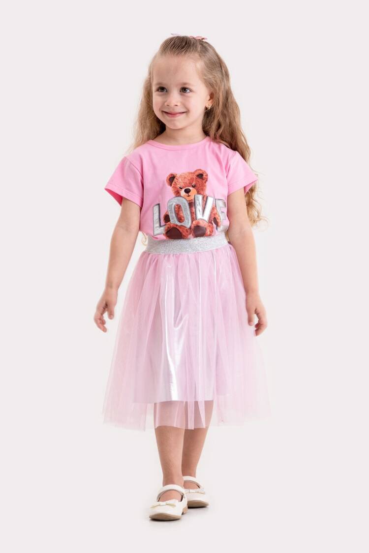 Girls' Suits - Toptan Kız Çocuk 2'li Tişört ve Etek Takımı 2-5Y 1099-1026 - Brand: Tuffy - Women & Kids, Baby Clothes Wholesale - Globality Store