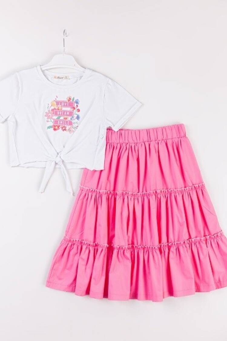 Girls' Suits - Toptan Kız Çocuk 2'li Tişört ve Etek Takımı 7-10Y 1016-24143 - Brand: Büşra Bebe - Women & Kids, Baby Clothes Wholesale - Globality Store