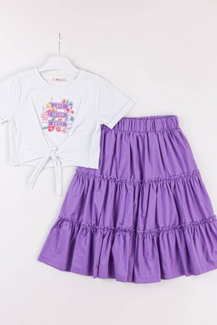 Girls' Suits - Toptan Kız Çocuk 2'li Tişört ve Etek Takımı 7-10Y 1016-24143 - Brand: Büşra Bebe - Women & Kids, Baby Clothes Wholesale - Globality Store