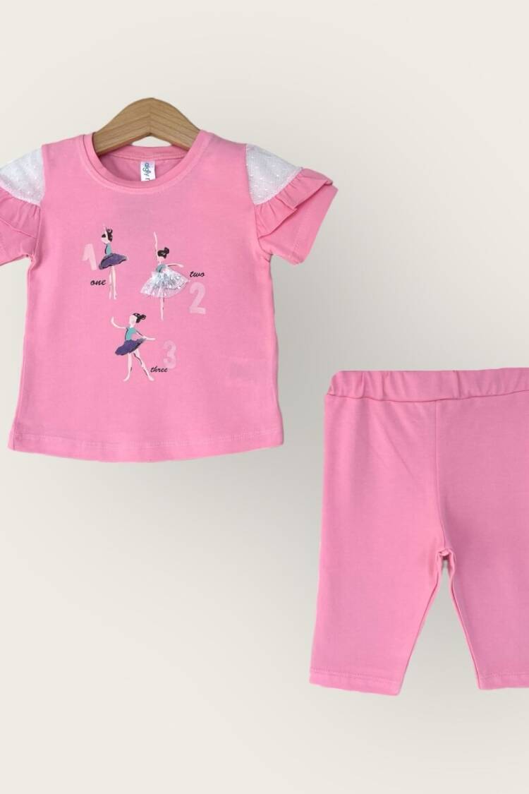 Girls' Suits - Toptan Kız Çocuk 2'li Tişört ve Kapri Takımı 1-4Y 2047-3310TK - Brand: Algiy Mini - Women & Kids, Baby Clothes Wholesale - Globality Store