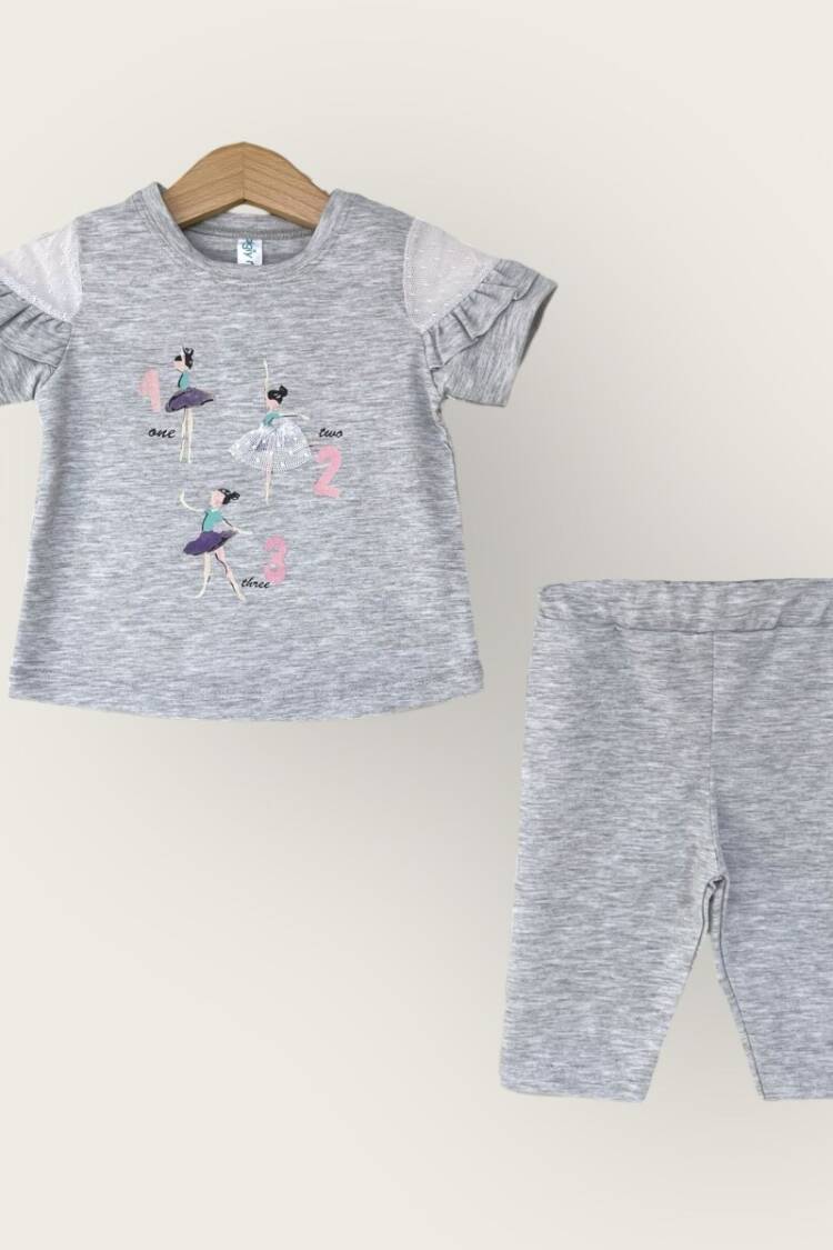 Girls' Suits - Toptan Kız Çocuk 2'li Tişört ve Kapri Takımı 1-4Y 2047-3310TK - Brand: Algiy Mini - Women & Kids, Baby Clothes Wholesale - Globality Store