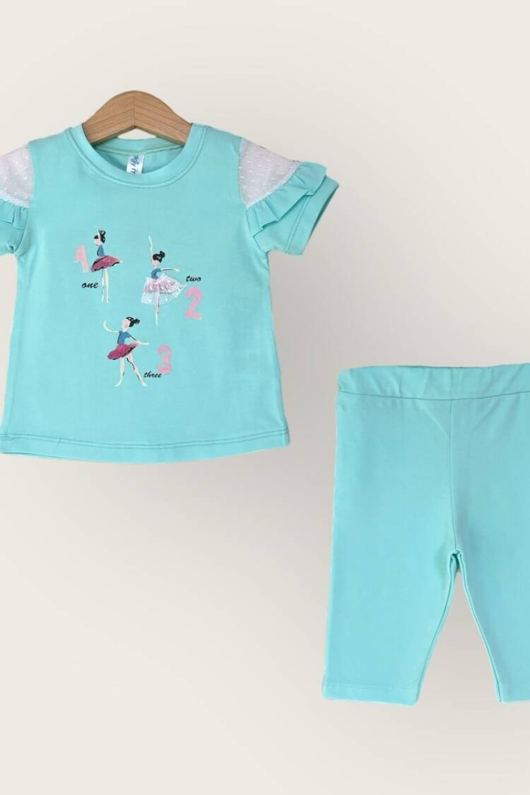 Girls' Suits - Toptan Kız Çocuk 2'li Tişört ve Kapri Takımı 1-4Y 2047-3310TK - Brand: Algiy Mini - Women & Kids, Baby Clothes Wholesale - Globality Store
