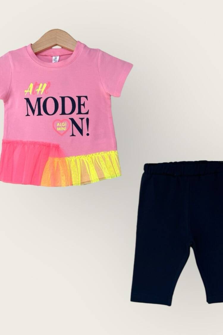 Girls' Suits - Toptan Kız Çocuk 2'li Tişört ve Kapri Takımı 1-4Y 2047-3510TK - Brand: Algiy Mini - Women & Kids, Baby Clothes Wholesale - Globality Store