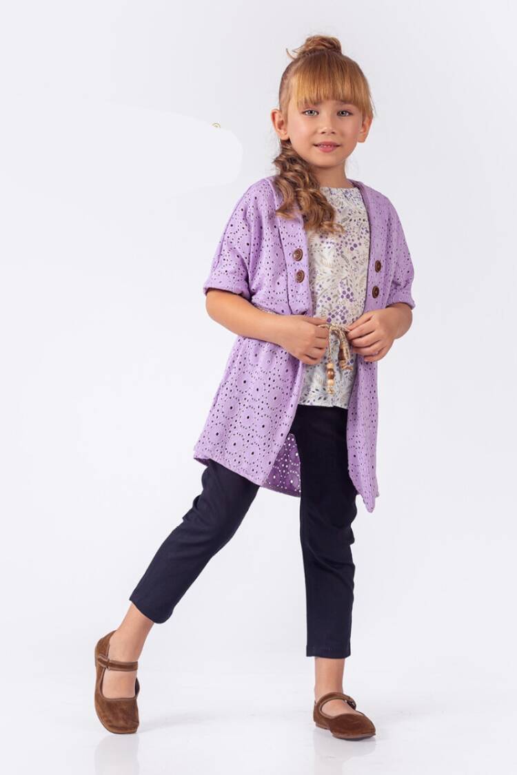 Girls' Suits - Toptan Kız Çocuk 3'lü Bluz, Hırka ve Pantolon Takım 5-8Y 2023-2263 - Brand: Elayza - Women & Kids, Baby Clothes Wholesale - Globality Store