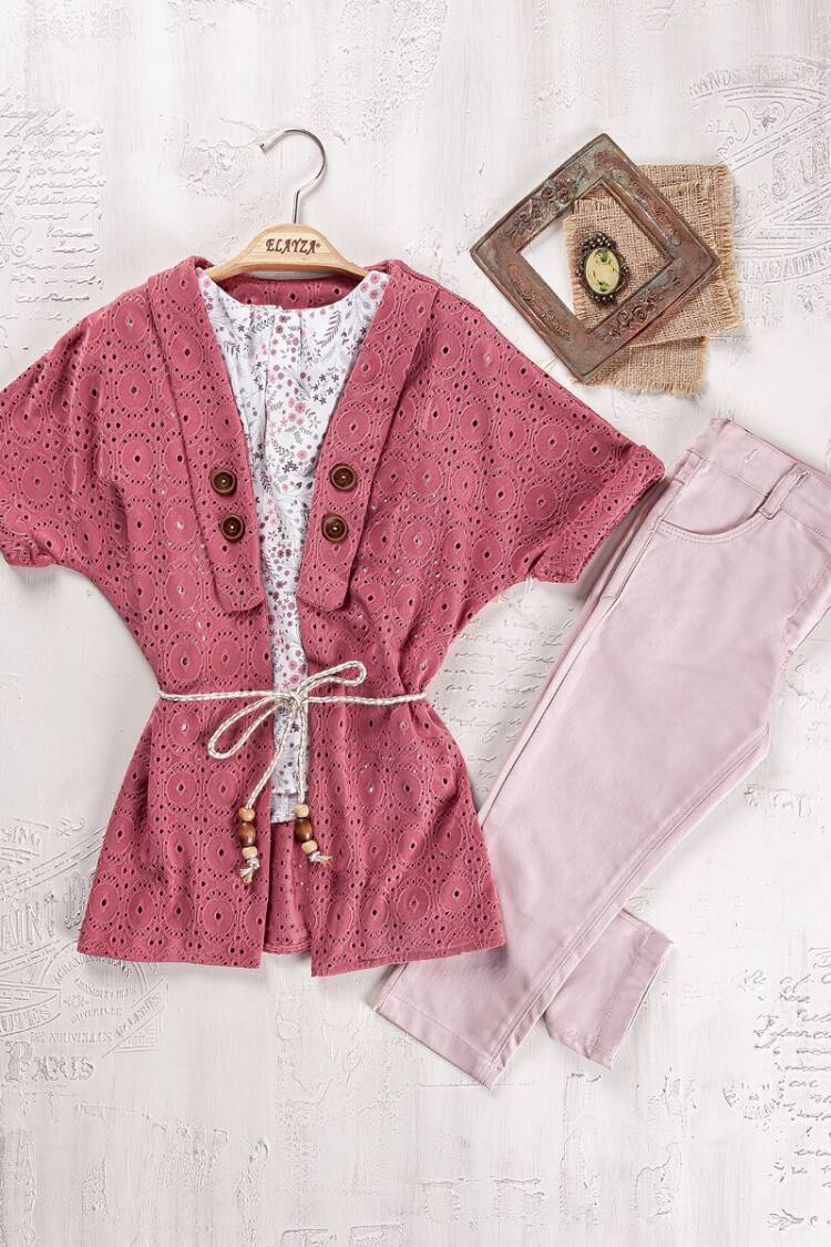 Girls' Suits - Toptan Kız Çocuk 3'lü Bluz, Hırka ve Pantolon Takım 9-12Y 2023-2264 - Brand: Elayza - Women & Kids, Baby Clothes Wholesale - Globality Store