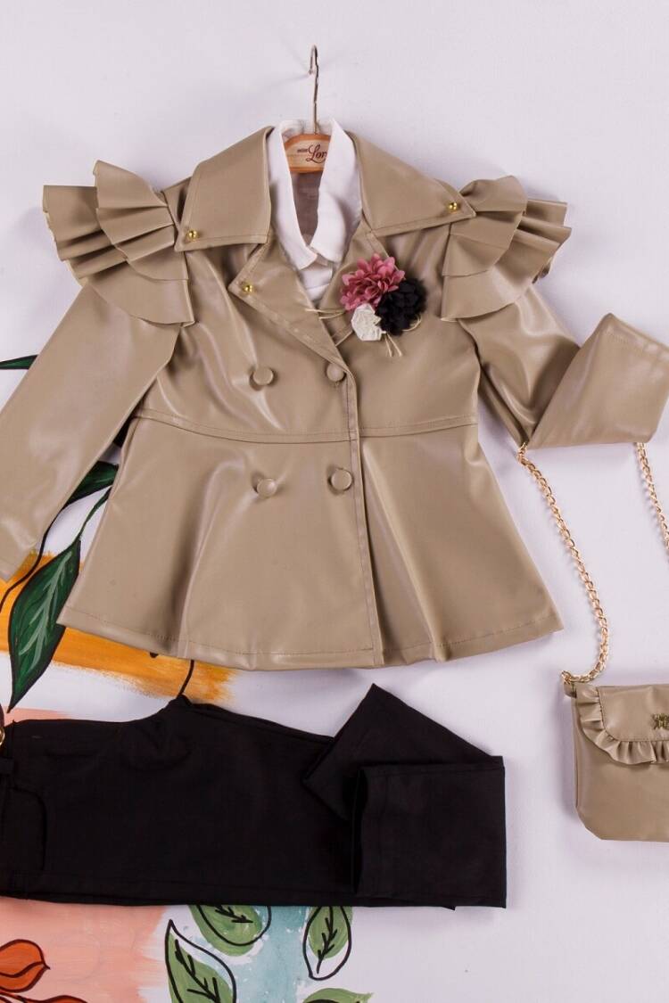 Girls' Suits - Toptan Kız Çocuk 3'lü Çantalı Ceket, Gömlek ve Pantolon Takım 2-6Y 1055-5200 - Brand: Miss Lore - Women & Kids, Baby Clothes Wholesale - Globality Store