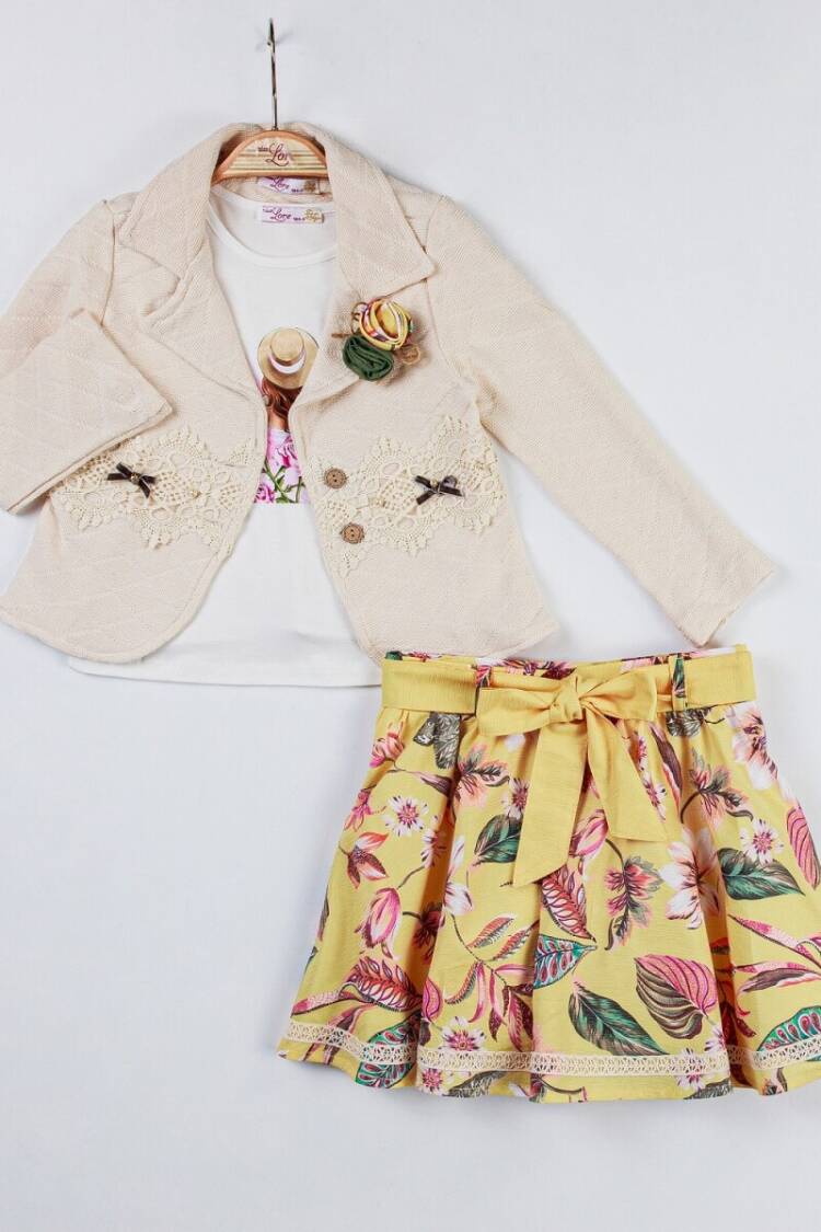 Girls' Suits - Toptan Kız Çocuk 3'lü Ceket, Badi ve Etek Takım 2-6Y 1055-5520 - Brand: Miss Lore - Women & Kids, Baby Clothes Wholesale - Globality Store