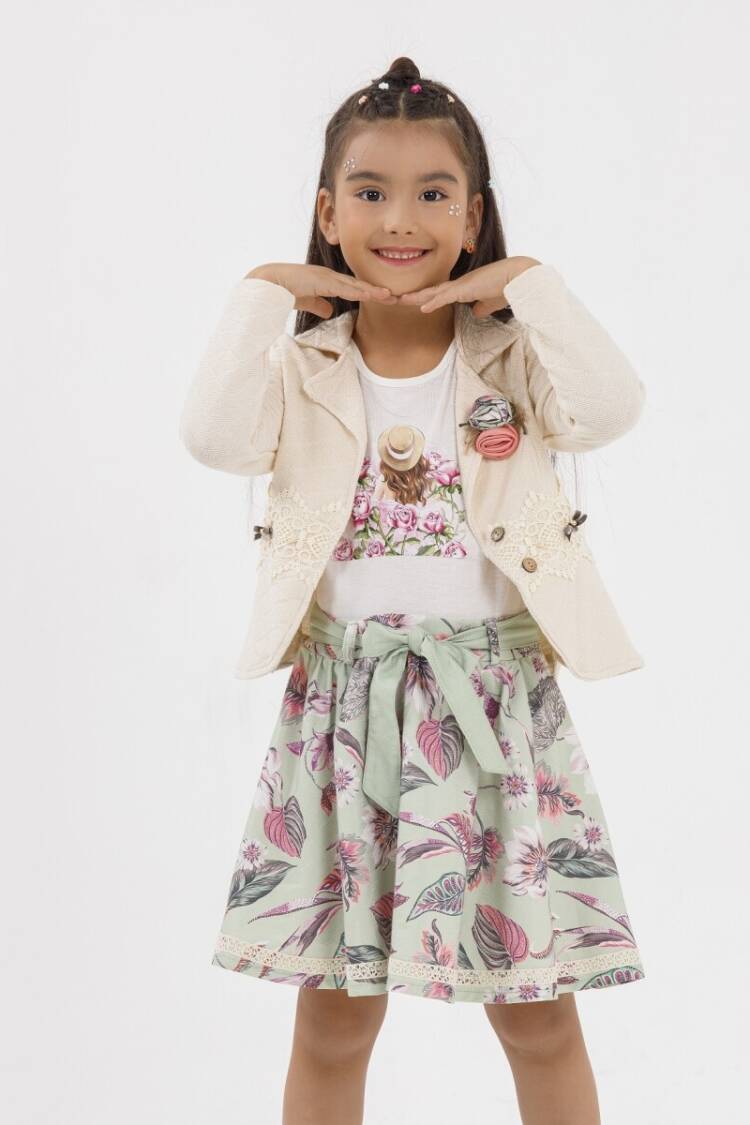 Girls' Suits - Toptan Kız Çocuk 3'lü Ceket, Badi ve Etek Takım 2-6Y 1055-5520 - Brand: Miss Lore - Women & Kids, Baby Clothes Wholesale - Globality Store