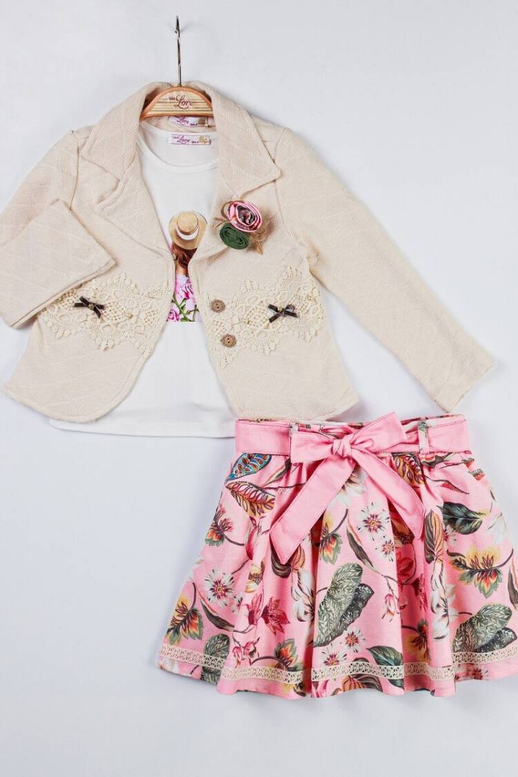 Girls' Suits - Toptan Kız Çocuk 3'lü Ceket, Badi ve Etek Takım 2-6Y 1055-5520 - Brand: Miss Lore - Women & Kids, Baby Clothes Wholesale - Globality Store