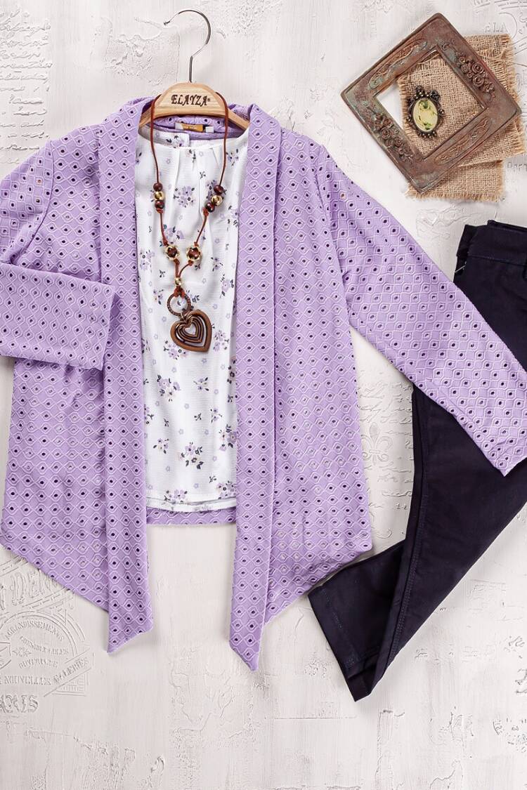 Girls' Suits - Toptan Kız Çocuk 3'lü Ceket, Bluz ve Pantolon Takım 5-8Y 2023-2260 - Brand: Elayza - Women & Kids, Baby Clothes Wholesale - Globality Store