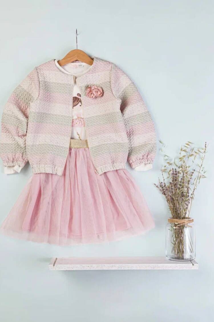 Girls' Suits - Toptan Kız Çocuk 3'lü Ceket Body ve Etek Takım 5-8Y 1002-4583 - Brand: Babyrose - Women & Kids, Baby Clothes Wholesale - Globality Store