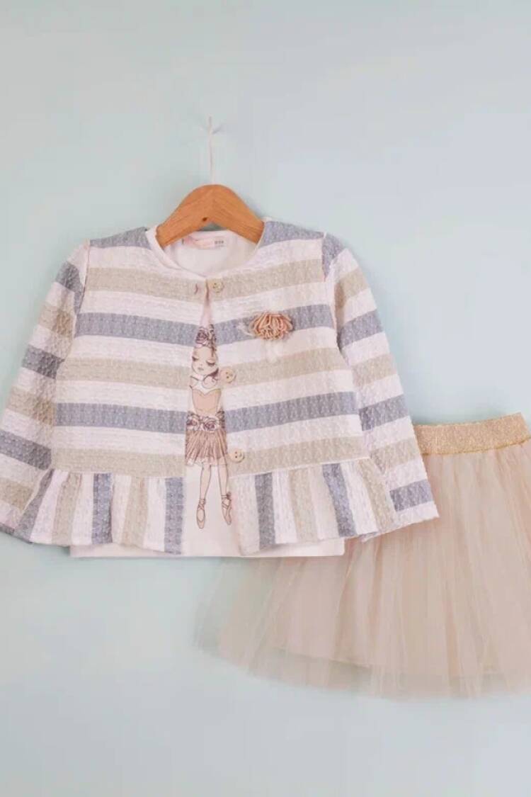 Girls' Suits - Toptan Kız Çocuk 3'lü Ceket Body ve Tüllü Etek Takım 1-4Y 1002-4617 - Brand: Babyrose - Women & Kids, Baby Clothes Wholesale - Globality Store