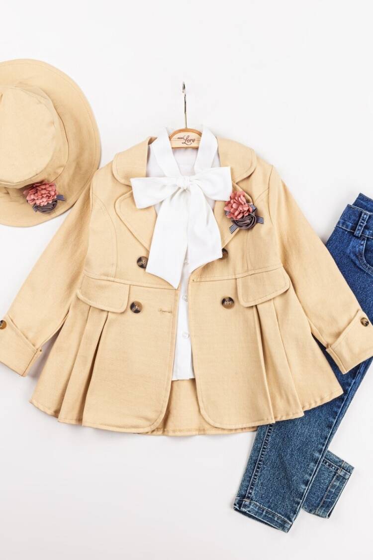 Girls' Suits - Toptan Kız Çocuk 3'lü Ceket, Tişört ve Kot Pantolon Takım 2-6Y 1055-5607 - Brand: Miss Lore - Women & Kids, Baby Clothes Wholesale - Globality Store
