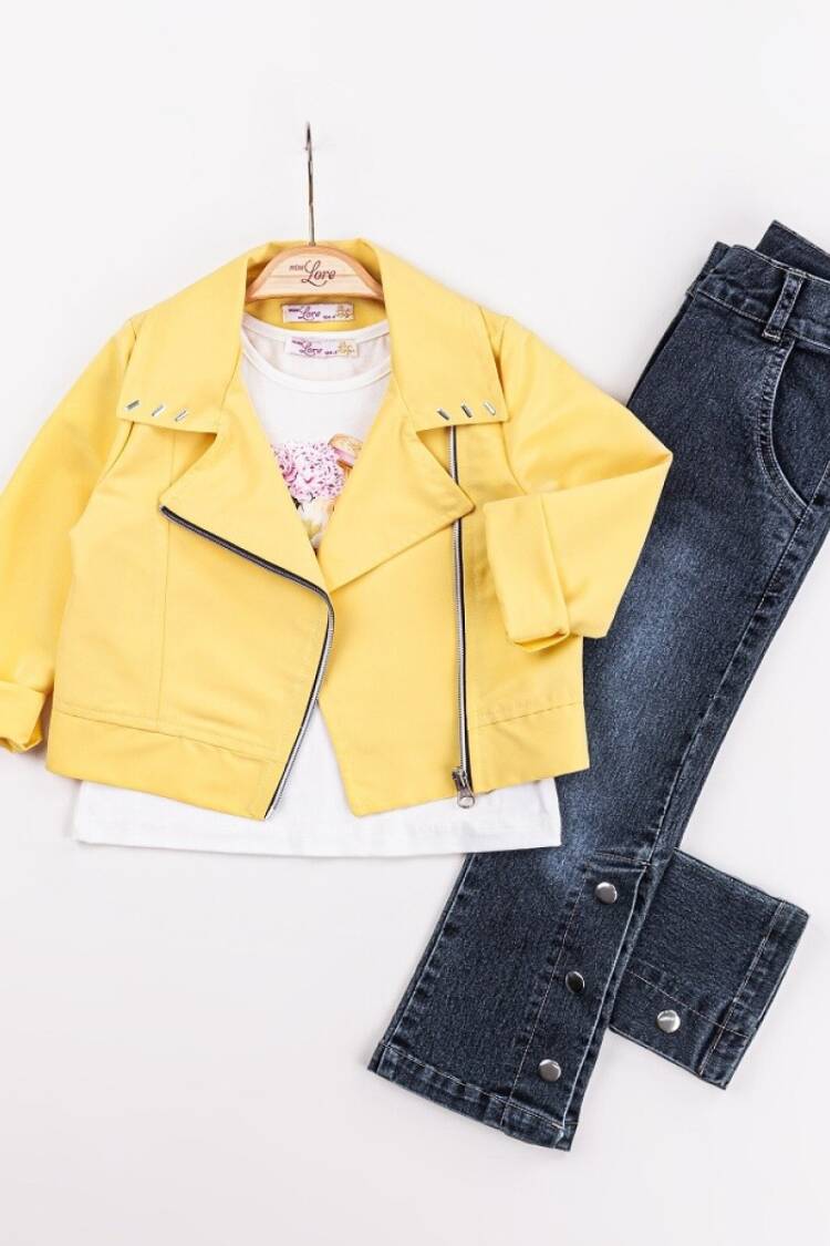 Girls' Suits - Toptan Kız Çocuk 3'lü Ceket, Tişört ve Pantolon Takım 2-6Y 1055-5613 - Brand: Miss Lore - Women & Kids, Baby Clothes Wholesale - Globality Store