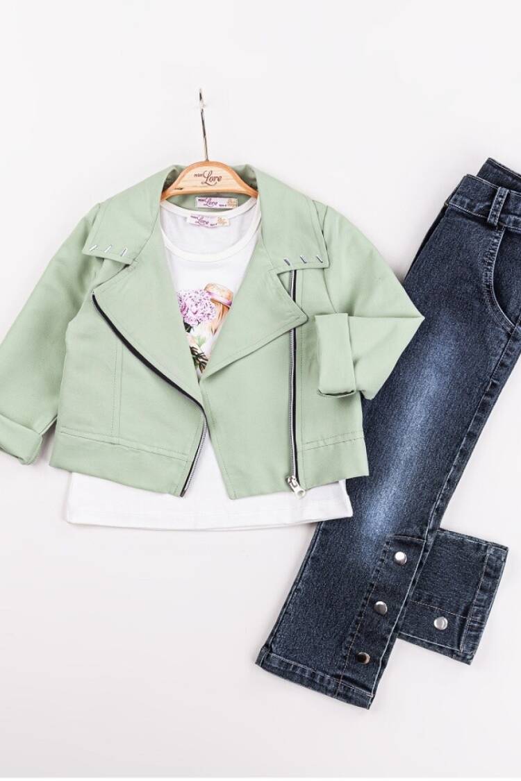 Girls' Suits - Toptan Kız Çocuk 3'lü Ceket, Tişört ve Pantolon Takım 2-6Y 1055-5613 - Brand: Miss Lore - Women & Kids, Baby Clothes Wholesale - Globality Store