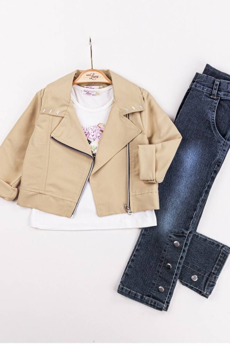 Girls' Suits - Toptan Kız Çocuk 3'lü Ceket, Tişört ve Pantolon Takım 2-6Y 1055-5613 - Brand: Miss Lore - Women & Kids, Baby Clothes Wholesale - Globality Store