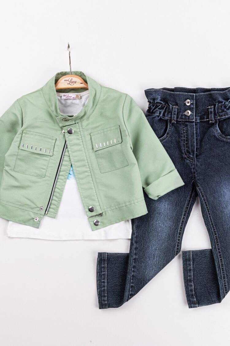 Girls' Suits - Toptan Kız Çocuk 3'lü Ceket, Tişört ve Pantolon Takım 2-6Y 1055-5620 - Brand: Miss Lore - Women & Kids, Baby Clothes Wholesale - Globality Store