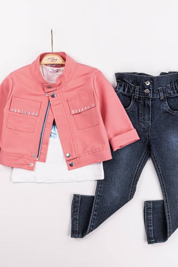 Girls' Suits - Toptan Kız Çocuk 3'lü Ceket, Tişört ve Pantolon Takım 2-6Y 1055-5620 - Brand: Miss Lore - Women & Kids, Baby Clothes Wholesale - Globality Store
