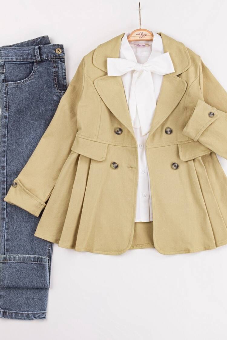 Girls' Suits - Toptan Kız Çocuk 3'lü Ceket, Tişört ve Pantolon Takım 6-10Y 1055-5615 - Brand: Miss Lore - Women & Kids, Baby Clothes Wholesale - Globality Store