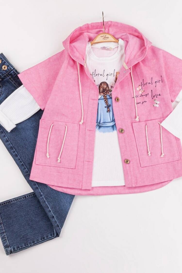 Girls' Suits - Toptan Kız Çocuk 3'lü Ceket, Tişört ve Pantolon Takım 6-10Y 1055-5627 - Brand: Miss Lore - Women & Kids, Baby Clothes Wholesale - Globality Store