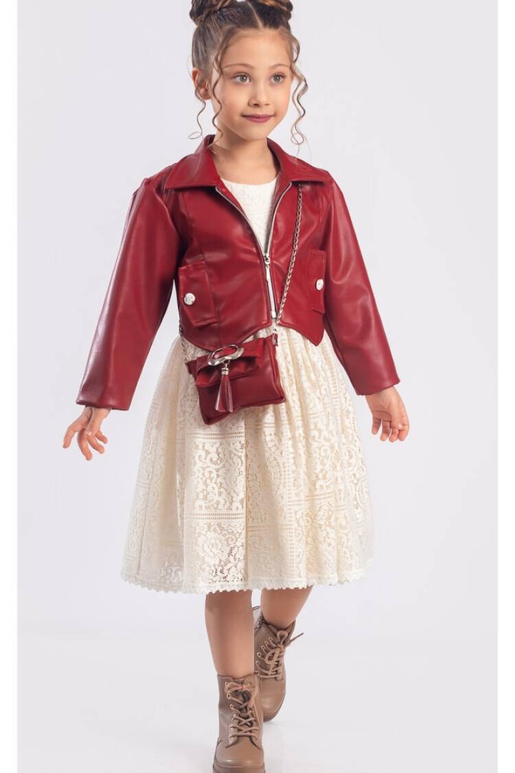 Girls' Suits - Toptan Kız Çocuk 3'lü Elbise, Ceket ve Çanta Takımı 6-12Y 1042-2546 - Brand: Tivido - Women & Kids, Baby Clothes Wholesale - Globality Store