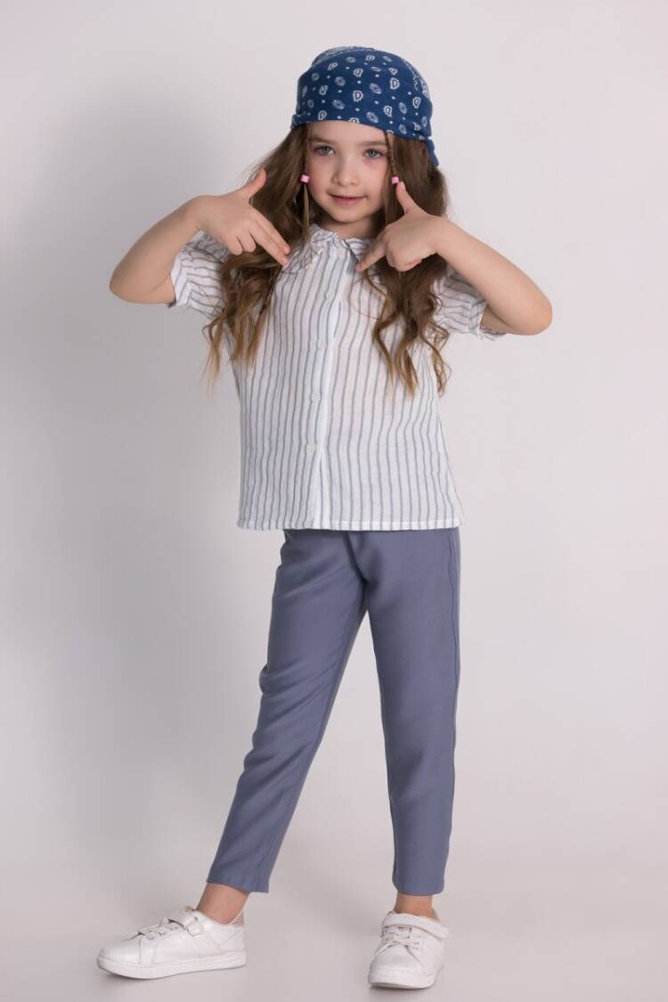 Girls' Suits - Toptan Kız Çocuk 3'lü Gömlek, Pantolon ve Bandana Takımı 4-9Y Boys&Girls 1081-0221 - Brand: DMB Boys&Girls - Women & Kids, Baby Clothes Wholesale - Globality Store