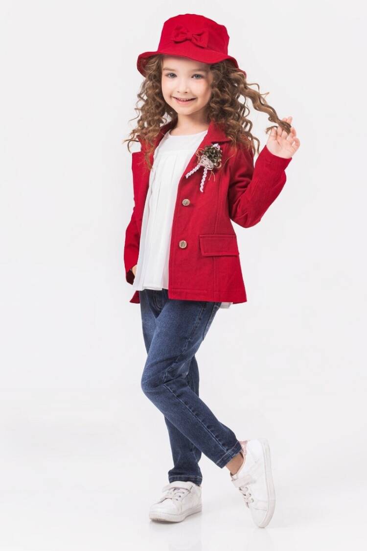 Girls' Suits - Toptan Kız Çocuk 4'lü Ceket, Badi, Şapka ve Pantolon Takım 2-6Y 1055-5608 - Brand: Miss Lore - Women & Kids, Baby Clothes Wholesale - Globality Store