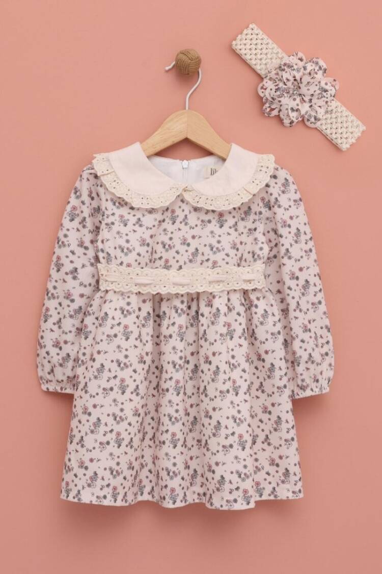 Baby Dress - Toptan Kız Çocuk Bandanalı Elbise 9-24M 1049-6546 - Brand: Lilax - Women & Kids, Baby Clothes Wholesale - Globality Store