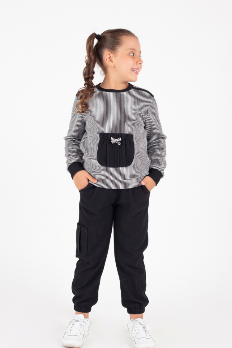 Girls' Suits - Toptan Kız Çocuk Bisiklet Yaka Eşofman Takım 4-8Y 2041-K24-8000 - Brand: Pafim - Women & Kids, Baby Clothes Wholesale - Globality Store