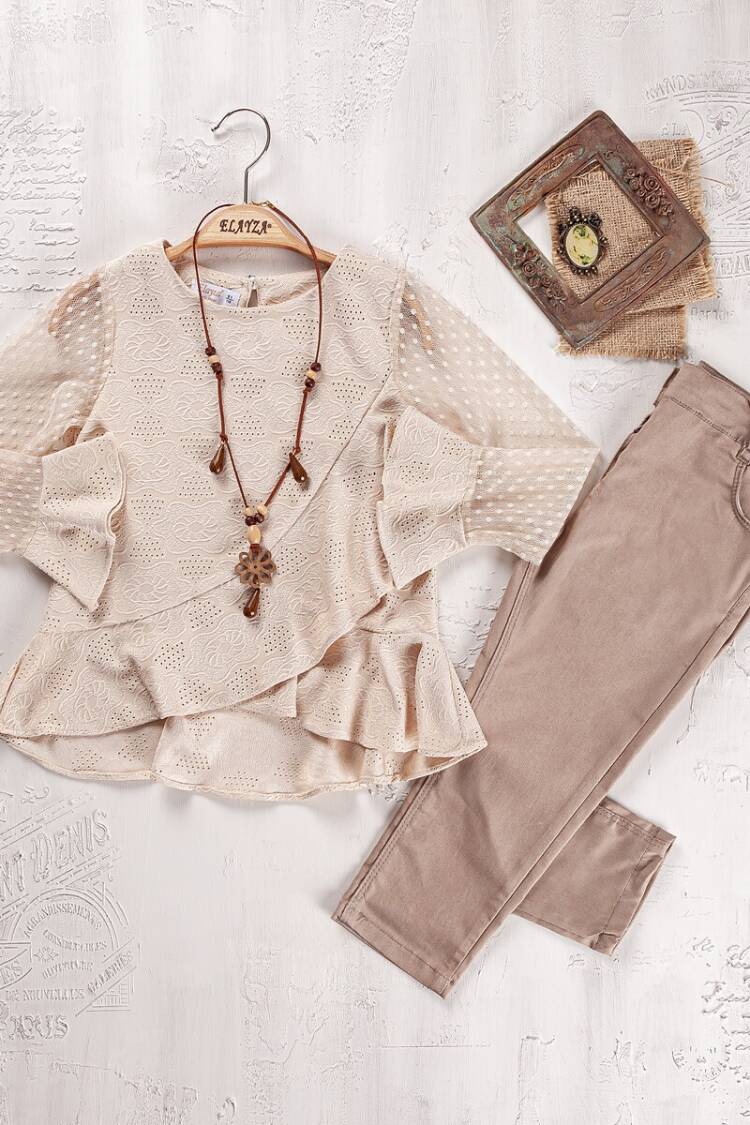 Girls' Suits - Toptan Kız Çocuk Bluz ve Pantolon Takımı 5-8 Yaş 2023-2266 - Brand: Elayza - Women & Kids, Baby Clothes Wholesale - Globality Store