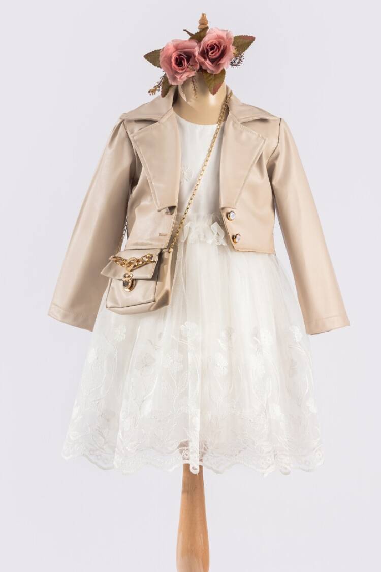 Girl's Dress - Toptan Kız Çocuk Ceketli Çantalı Elbise 6-12Y 1042-2548 - Brand: Tivido - Women & Kids, Baby Clothes Wholesale - Globality Store
