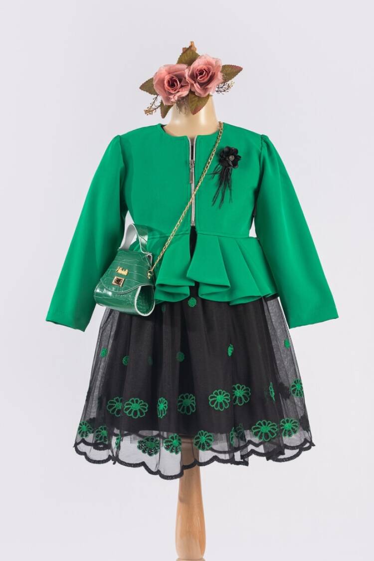 Girl's Dress - Toptan Kız Çocuk Ceketli Çantalı Elbise 6-12Y 1042-2549 - Brand: Tivido - Women & Kids, Baby Clothes Wholesale - Globality Store
