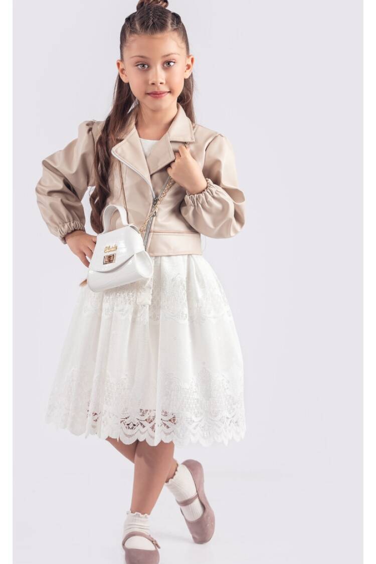 Girl's Dress - Toptan Kız Çocuk Ceketli Çantalı Elbise 6-12Y 1042-2557 - Brand: Tivido - Women & Kids, Baby Clothes Wholesale - Globality Store