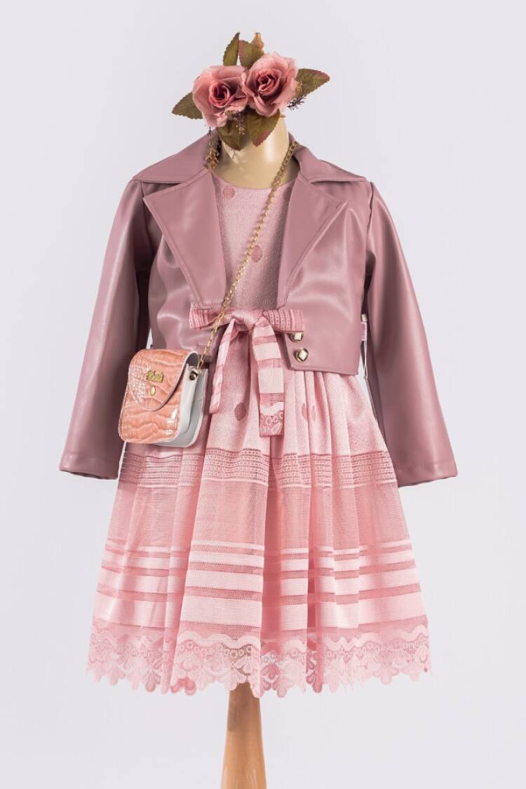 Girl's Dress - Toptan Kız Çocuk Ceketli Çantalı Elbise 6-12Y 1042-2558 - Brand: Tivido - Women & Kids, Baby Clothes Wholesale - Globality Store