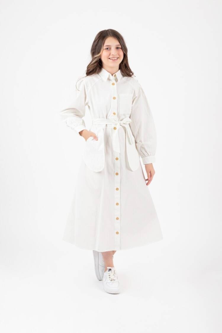 Girl's Dress - Toptan Kız Çocuk Cep Nakışlı Elbise 11-14Y 2041-Y24-4100 - Brand: Pafim - Women & Kids, Baby Clothes Wholesale - Globality Store