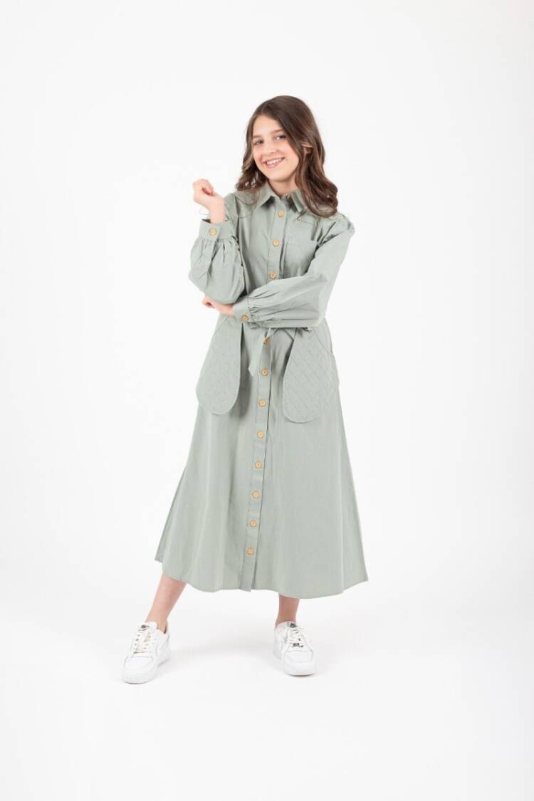 Girl's Dress - Toptan Kız Çocuk Cep Nakışlı Elbise 11-14Y 2041-Y24-4100 - Brand: Pafim - Women & Kids, Baby Clothes Wholesale - Globality Store