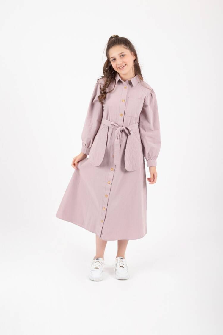 Girl's Dress - Toptan Kız Çocuk Cep Nakışlı Elbise 11-14Y 2041-Y24-4100 - Brand: Pafim - Women & Kids, Baby Clothes Wholesale - Globality Store
