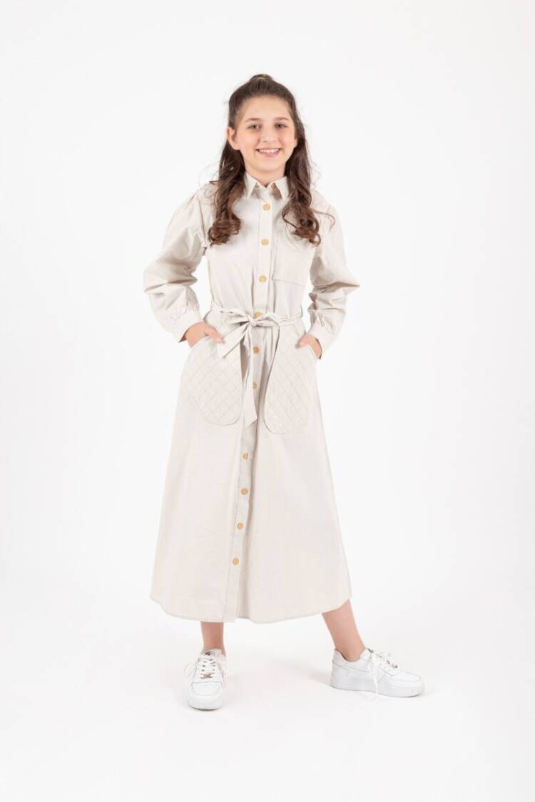 Girl's Dress - Toptan Kız Çocuk Cep Nakışlı Elbise 11-14Y 2041-Y24-4100 - Brand: Pafim - Women & Kids, Baby Clothes Wholesale - Globality Store