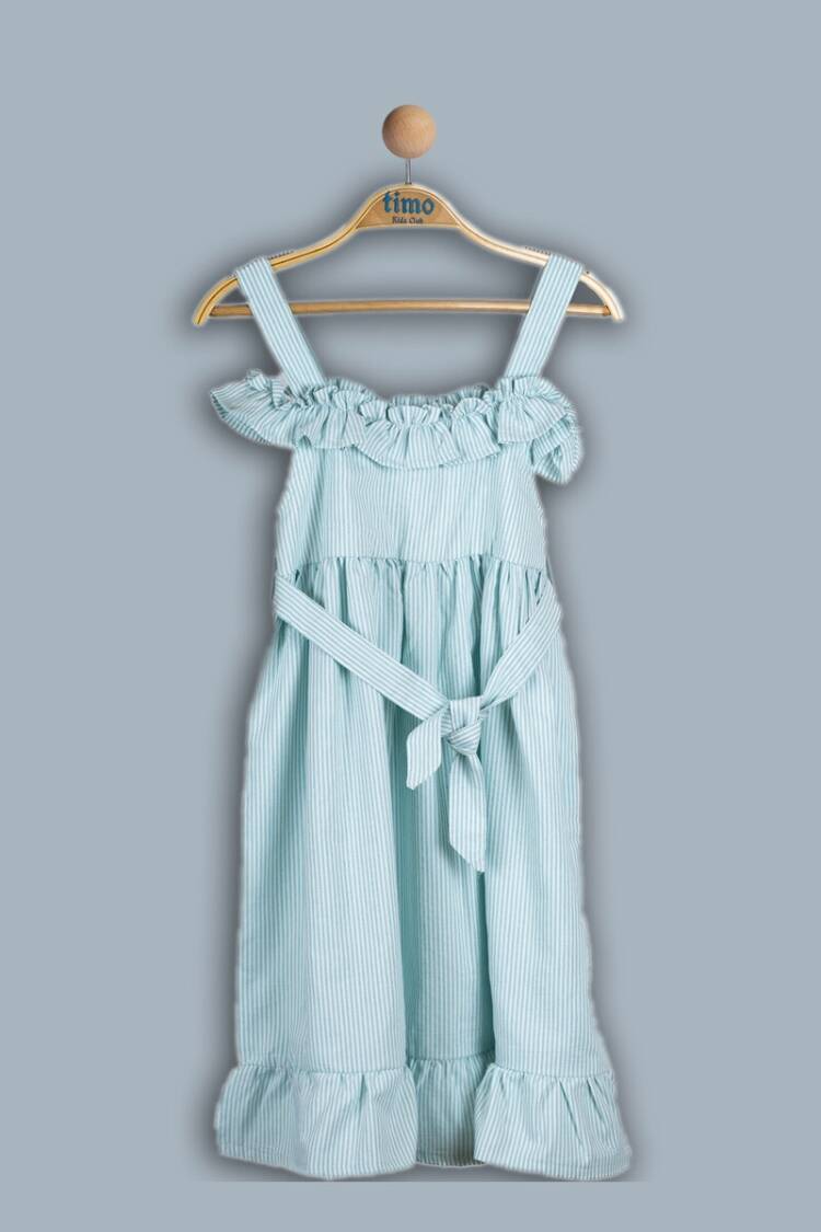 Girl's Dress - Toptan Kız Çocuk Çizgili Elbise 6-9Y 1018-TK4DÜ042241003 - Brand: Timo - Women & Kids, Baby Clothes Wholesale - Globality Store