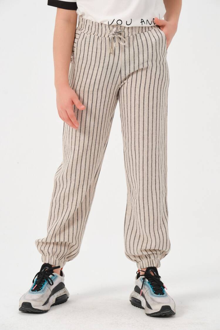 Girls' Trousers - Toptan Kız Çocuk Çizgili Jogger Pantolon 8-15Y 2051-241Z4ALJ01 - Brand: Jazziee - Women & Kids, Baby Clothes Wholesale - Globality Store
