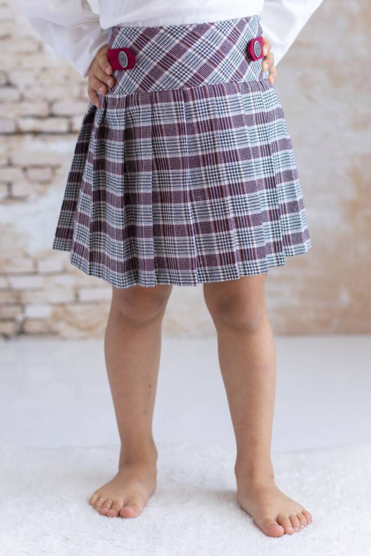 Girls' Bottom Wear - Toptan Kız Çocuk Ekose Pileli Etek 5-8Y 1070-252M4KPK11 - Brand: Zeyland - Women & Kids, Baby Clothes Wholesale - Globality Store