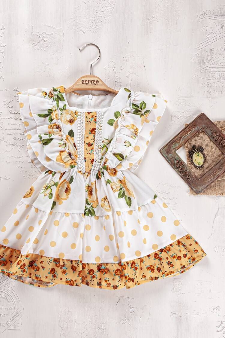 Girl's Dress - Toptan Kız Çocuk Elbise 2-5Y 2023-2207 - Brand: Elayza - Women & Kids, Baby Clothes Wholesale - Globality Store