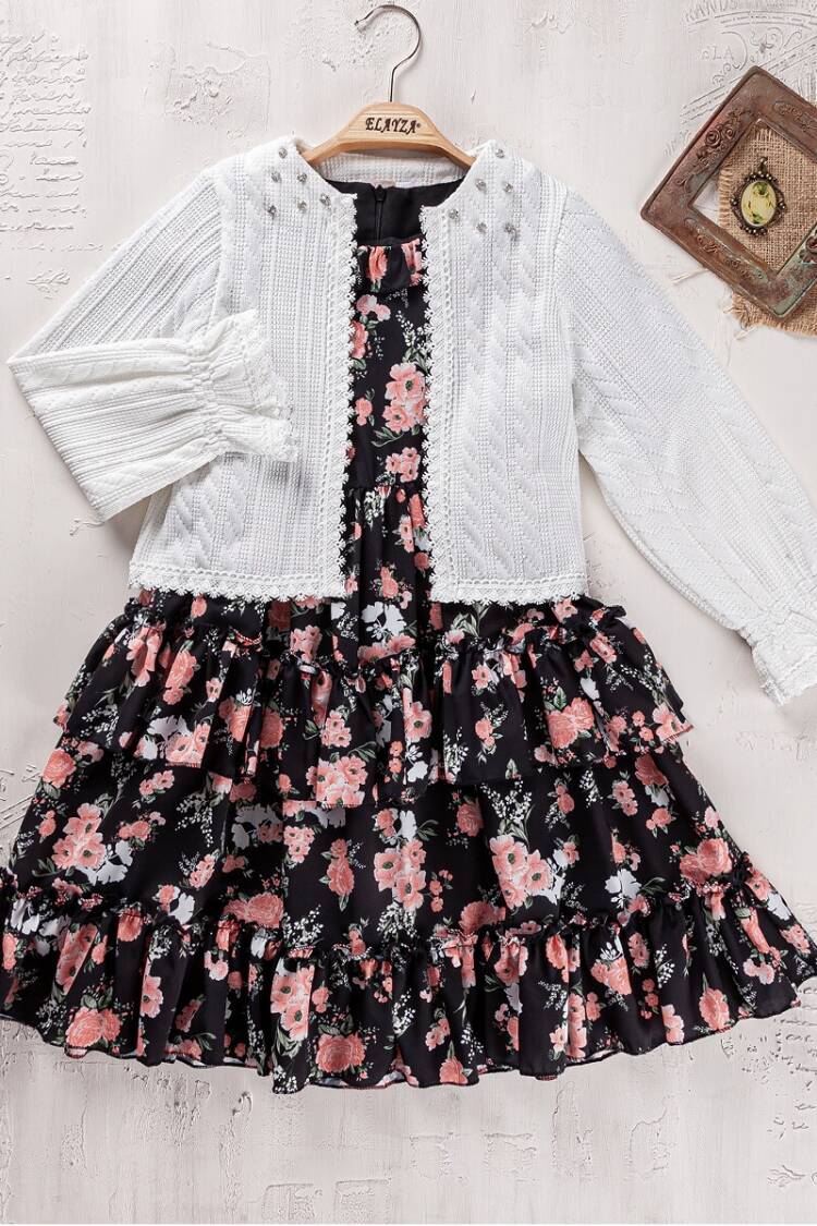 Girls' Suits - Toptan Kız Çocuk Elbise 5-8Y 2023-2319 - Brand: Elayza - Women & Kids, Baby Clothes Wholesale - Globality Store