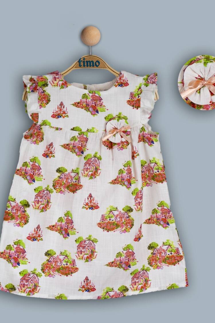 Girl's Dress - Toptan Kız Çocuk Ev Desenli Elbise 2-5Y 1018-TK4DÜ202242201 - Brand: Timo - Women & Kids, Baby Clothes Wholesale - Globality Store