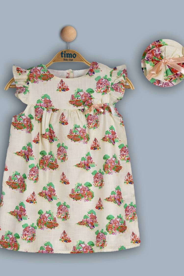 Girl's Dress - Toptan Kız Çocuk Ev Desenli Elbise 2-5Y 1018-TK4DÜ202242202 - Brand: Timo - Women & Kids, Baby Clothes Wholesale - Globality Store