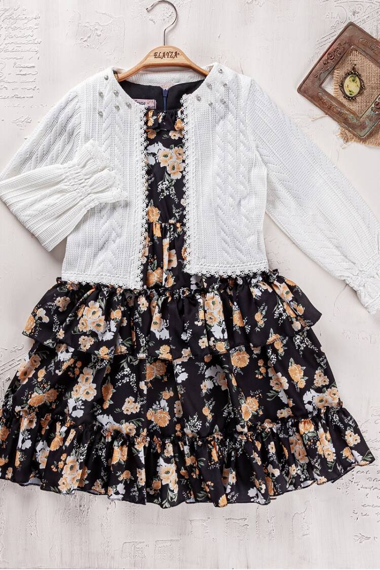 Girls' Suits - Toptan Kız Çocuk Hırka ve Elbise Takımı 9-12Y 2023-2320 - Brand: Elayza - Women & Kids, Baby Clothes Wholesale - Globality Store