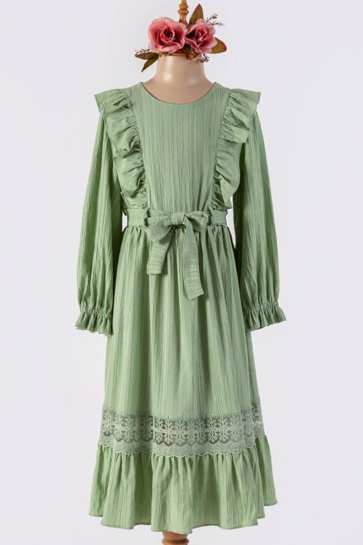 Girl's Dress - Toptan Kız Çocuk Kemerli Elbise 6-12Y 1042-2525 - Brand: Tivido - Women & Kids, Baby Clothes Wholesale - Globality Store