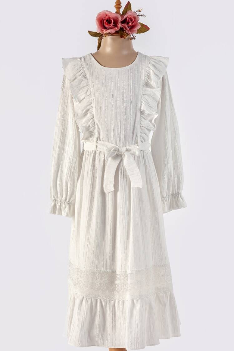 Girl's Dress - Toptan Kız Çocuk Kemerli Elbise 6-12Y 1042-2525 - Brand: Tivido - Women & Kids, Baby Clothes Wholesale - Globality Store