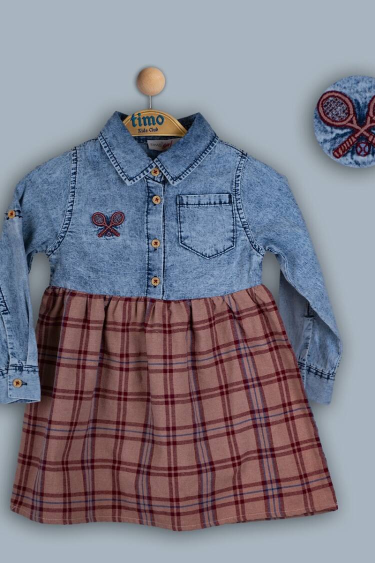 Girl's Dress - Toptan Kız Çocuk Kot Granili Elbise 2-5 1018-TK4DÜ042241792 - Brand: Timo - Women & Kids, Baby Clothes Wholesale - Globality Store