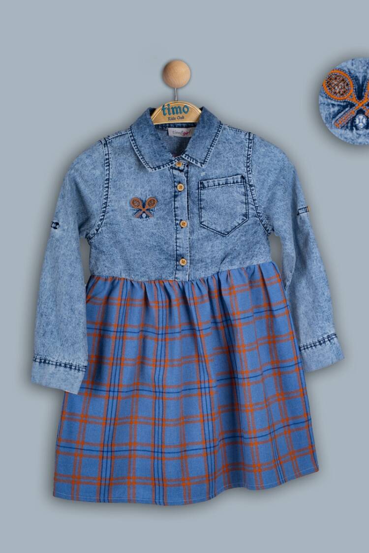 Girl's Dress - Toptan Kız Çocuk Kot Granili Elbise 2-5 1018-TK4DÜ042241792 - Brand: Timo - Women & Kids, Baby Clothes Wholesale - Globality Store